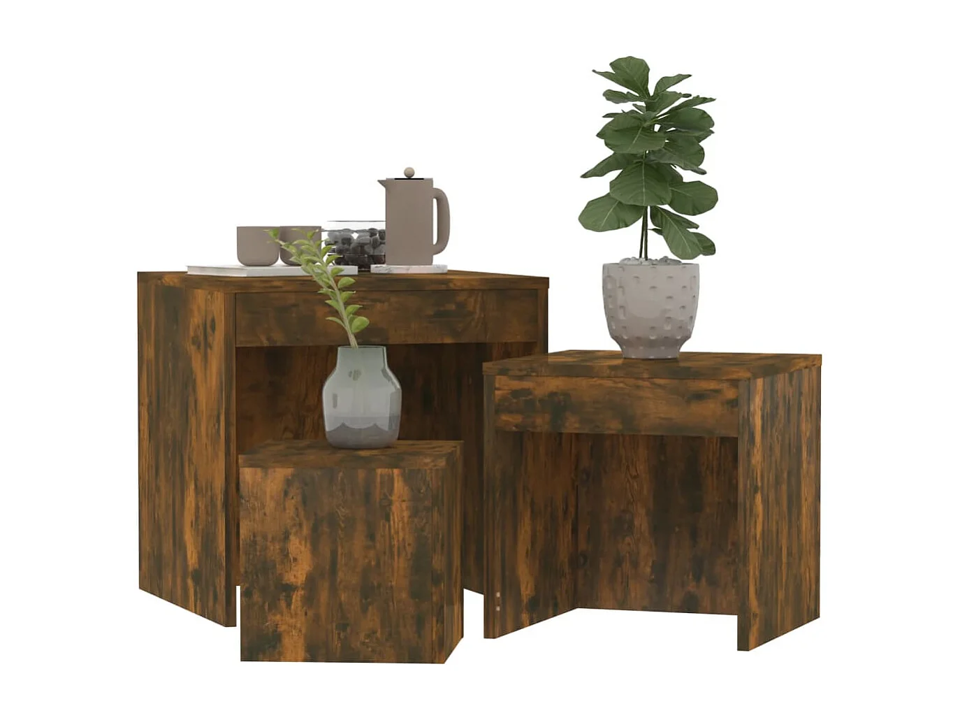 Tables gigognes 3 pcs Chêne fumé Bois d'ingénierie FR176908