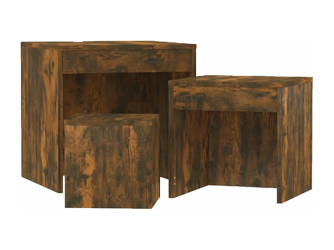 Tables gigognes 3 pcs Chêne fumé Bois d'ingénierie FR176908