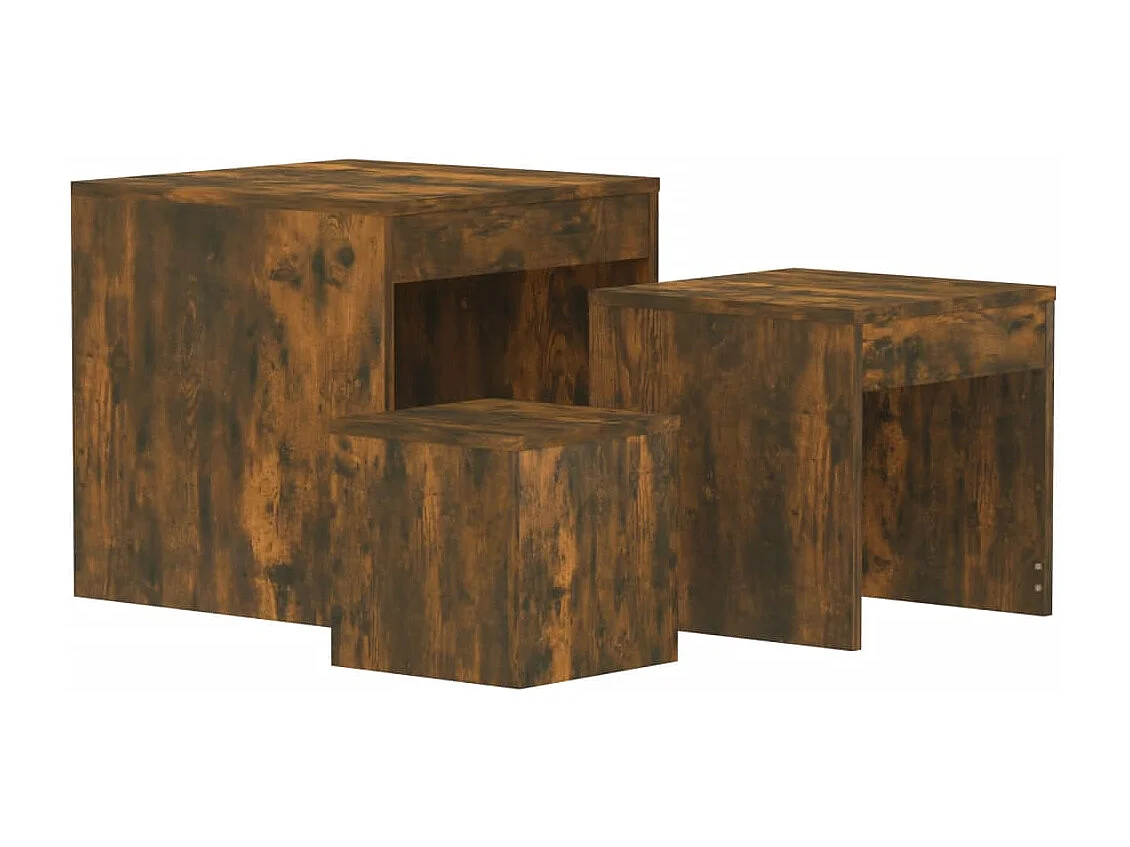 Tables gigognes 3 pcs Chêne fumé Bois d'ingénierie FR176908