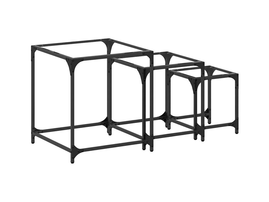 Tables basses gigognes 3 pcs dessus en verre transparent acier FR516219