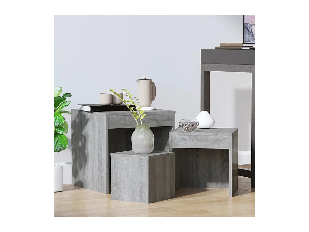 Tables gigognes 3 pcs Sonoma gris Bois d'ingénierie FR156971