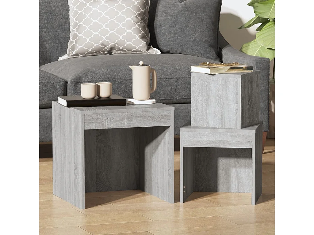 Tables gigognes 3 pcs Sonoma gris Bois d'ingénierie FR156971