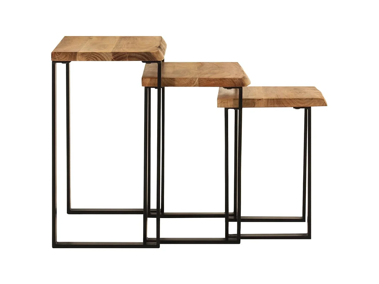 Tables gigognes 3 pcs avec bord vivant bois massif d'acacia FR766003