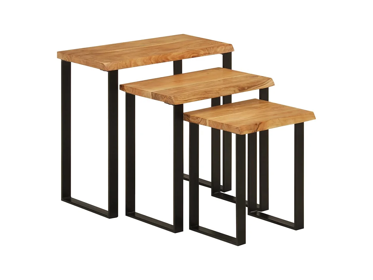 Tables gigognes 3 pcs avec bord vivant bois massif d'acacia FR766003