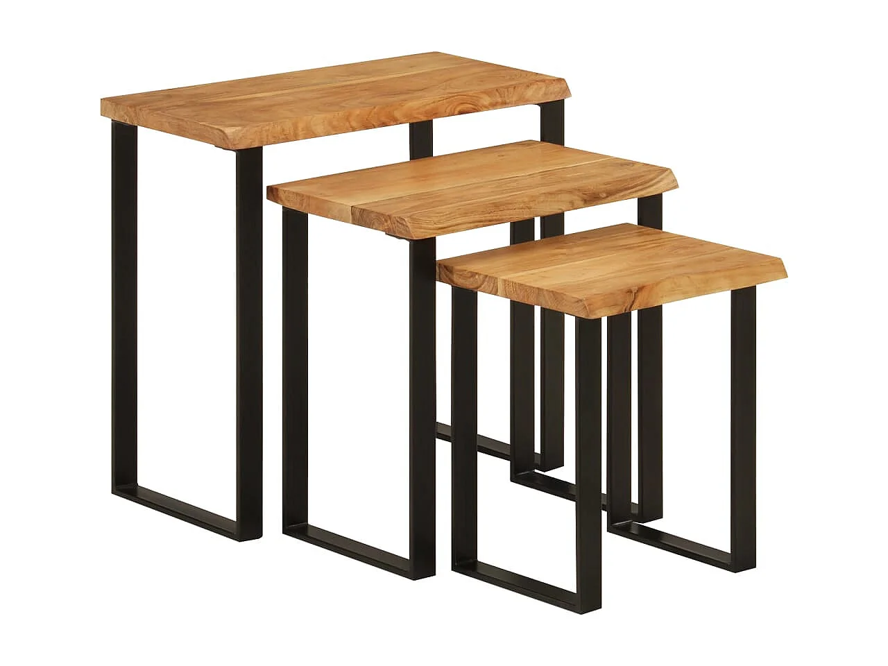 Tables gigognes 3 pcs avec bord vivant bois massif d'acacia FR766003