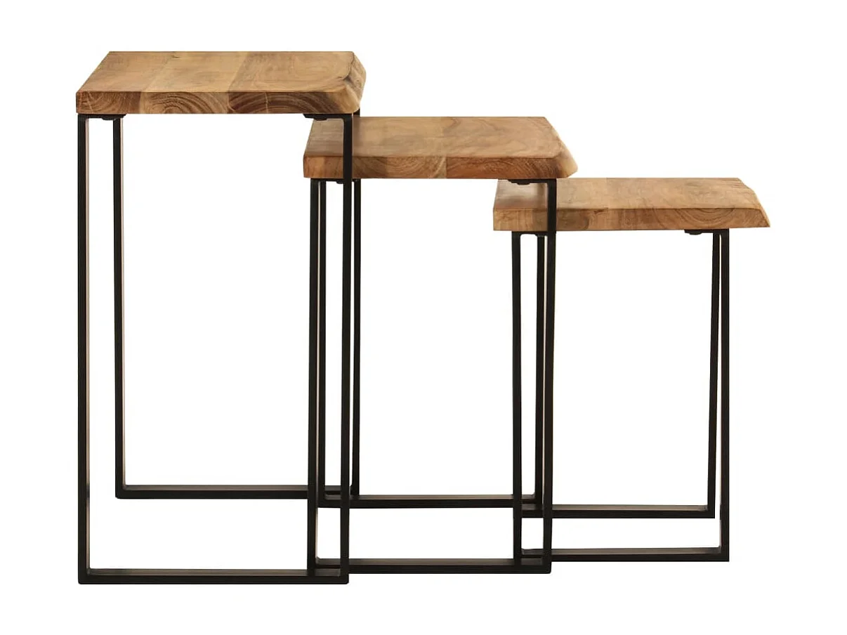 Tables gigognes 3 pcs avec bord vivant bois massif d'acacia FR766003