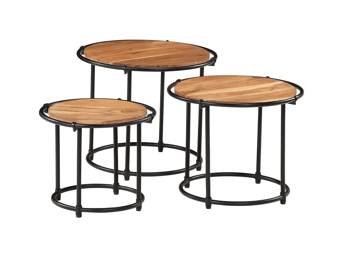 Tables gigognes 3 pcs bois massif d'acacia FR826754