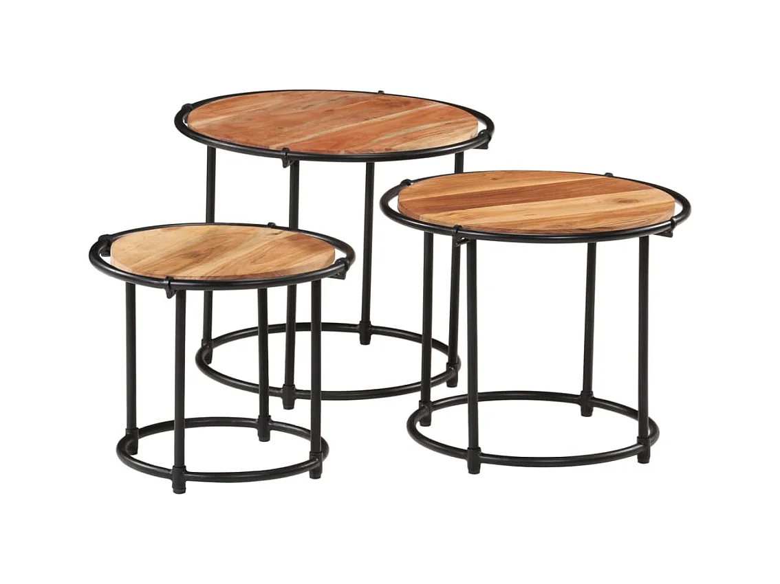 Tables gigognes 3 pcs bois massif d'acacia FR826754