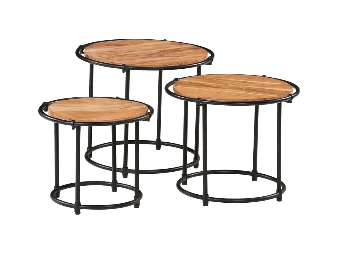 Tables gigognes 3 pcs bois massif d'acacia FR826754