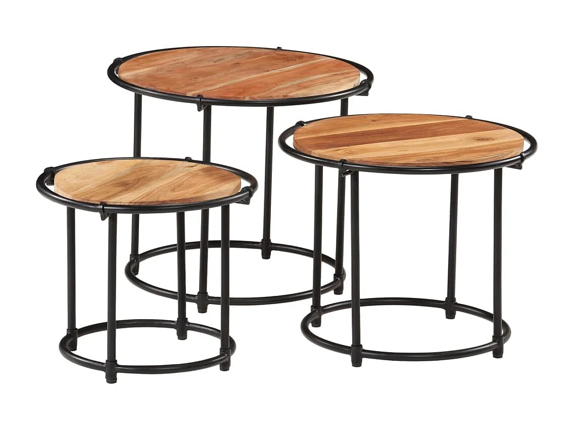 Tables gigognes 3 pcs bois massif d'acacia FR826754