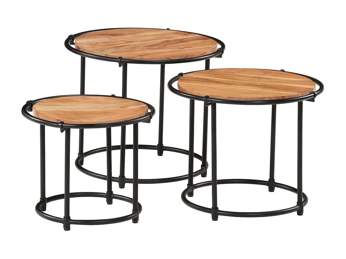 Tables gigognes 3 pcs bois massif d'acacia FR826754