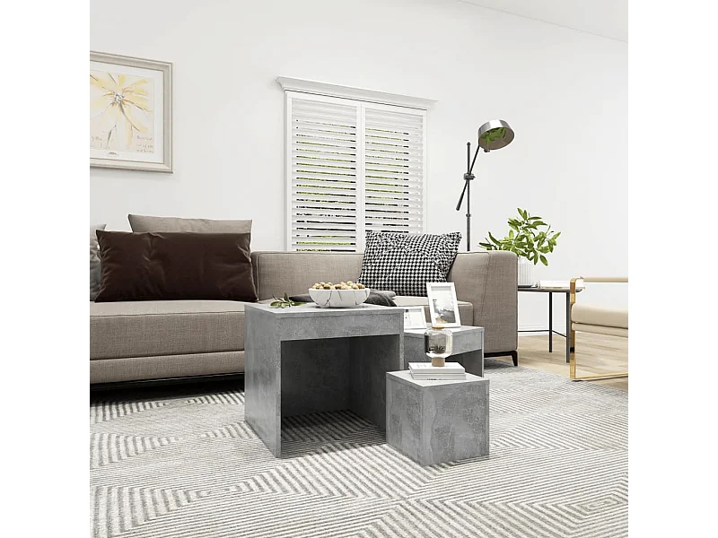 Tables gigognes 3 pcs Gris béton Aggloméré FR961262