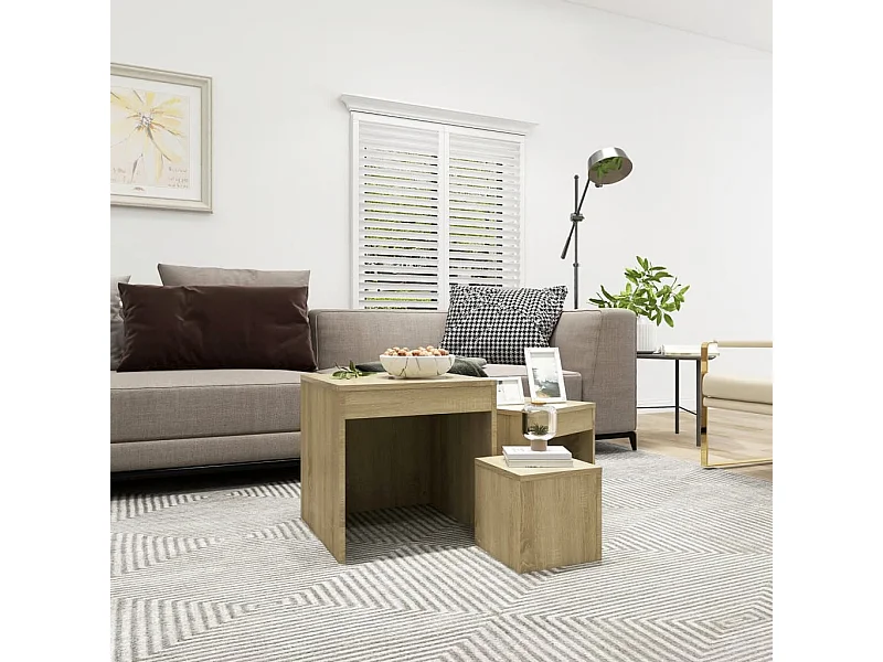 Tables gigognes 3 pcs Chêne sonoma Aggloméré FR357295