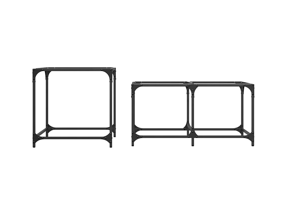 Tables basses gigognes 2 pcs dessus en verre transparent acier FR967798