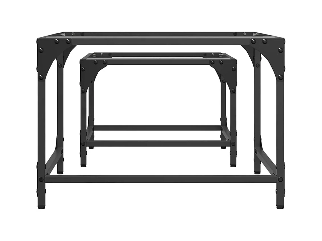 Tables basses gigognes 2 pcs dessus en verre transparent acier FR584240