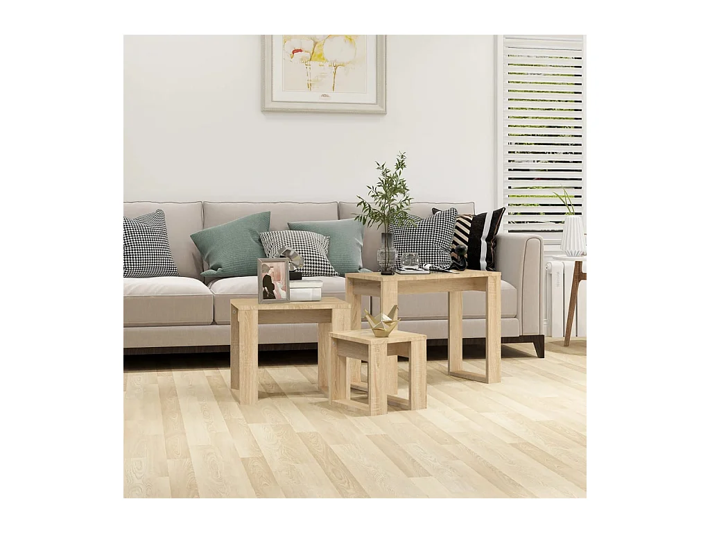 Mesas de encastrar 3 pcs madeira processada cor carvalho sonoma PT950896