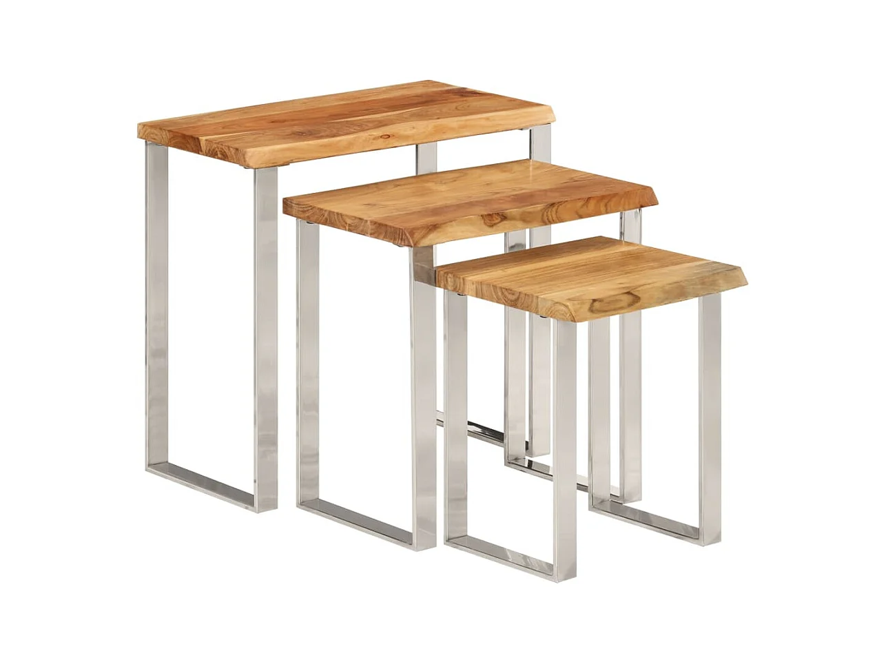 Tables gigognes 3 pcs avec bord vivant bois massif d'acacia FR122180