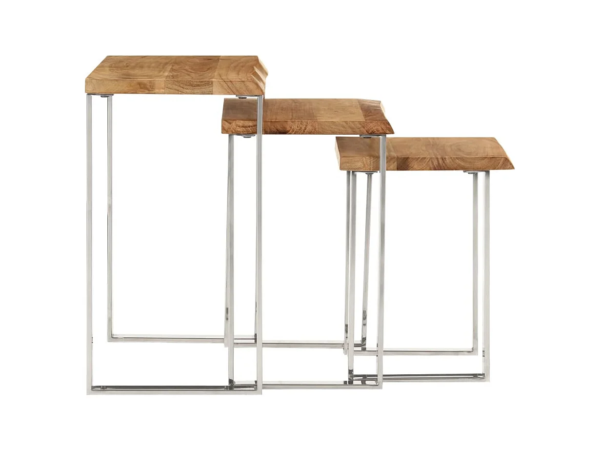 Tables gigognes 3 pcs avec bord vivant bois massif d'acacia FR122180