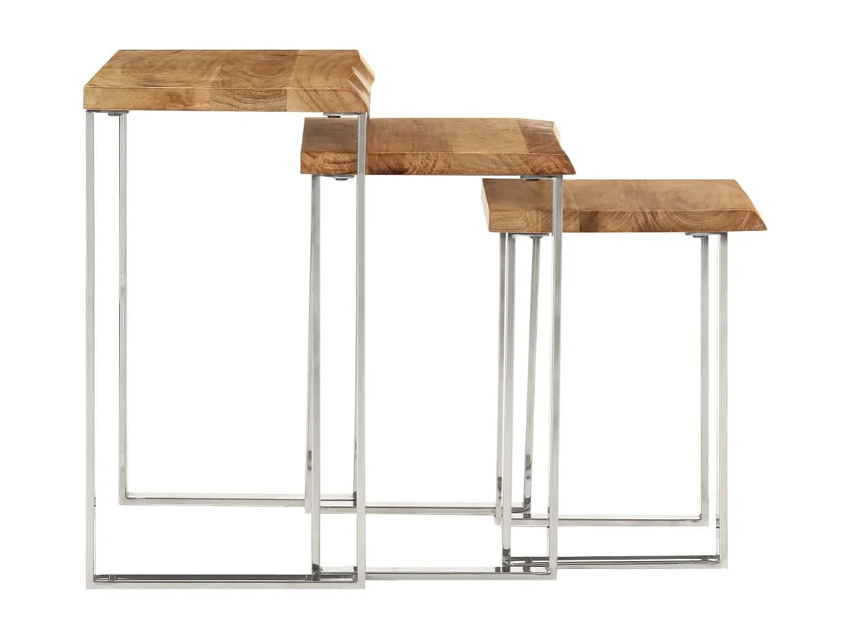 Tables gigognes 3 pcs avec bord vivant bois massif d'acacia FR122180
