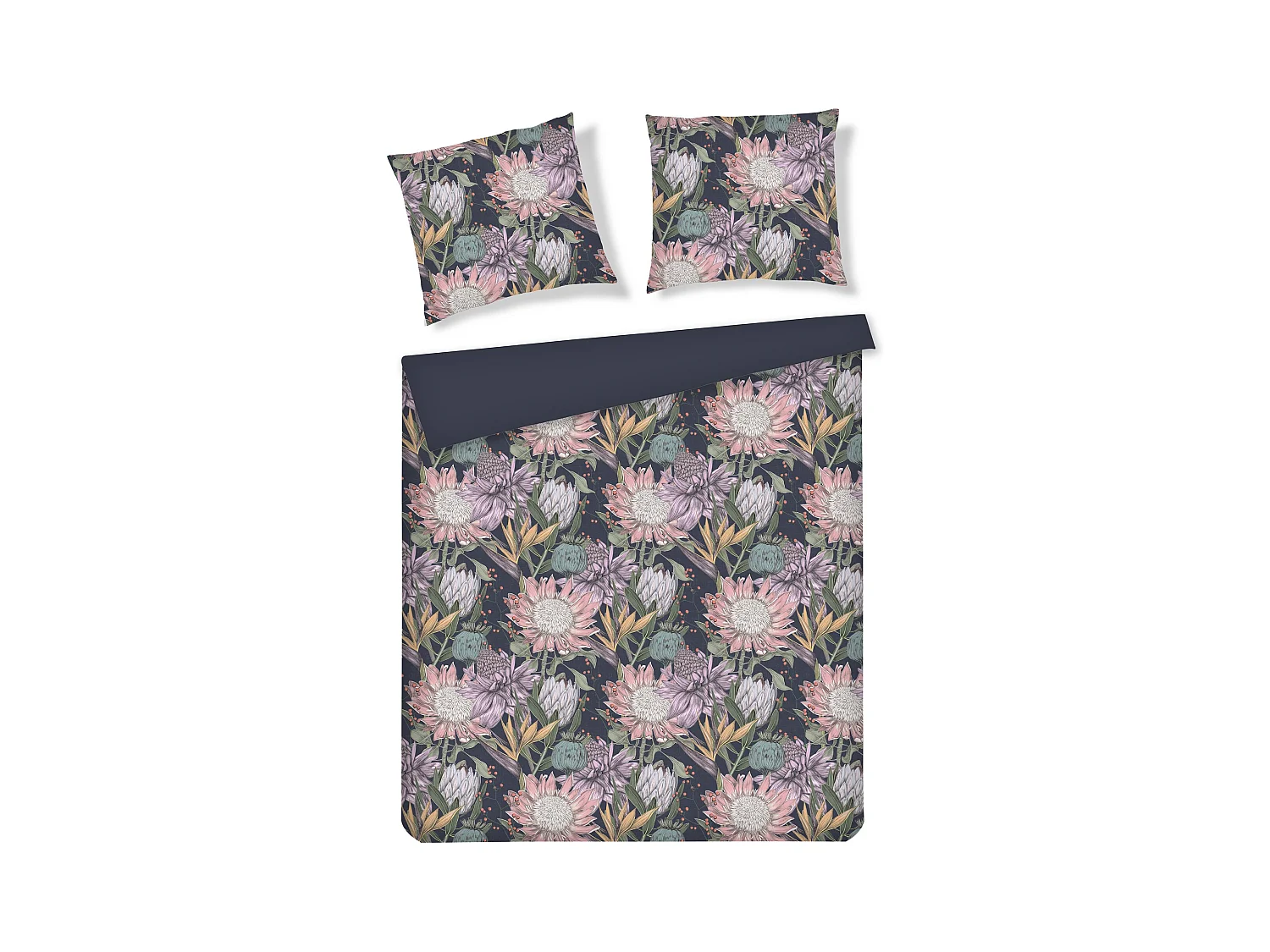 Parure de lit Daphnett bleu foncé polyester 160x200