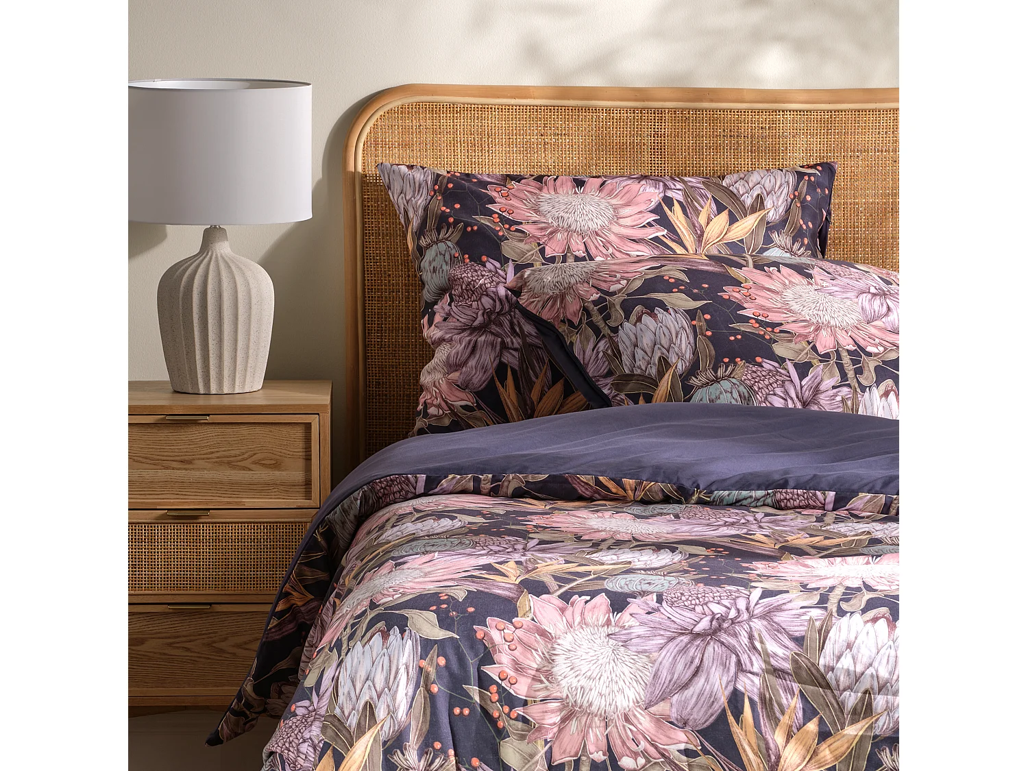 Parure de lit Daphnett bleu foncé polyester 200x220