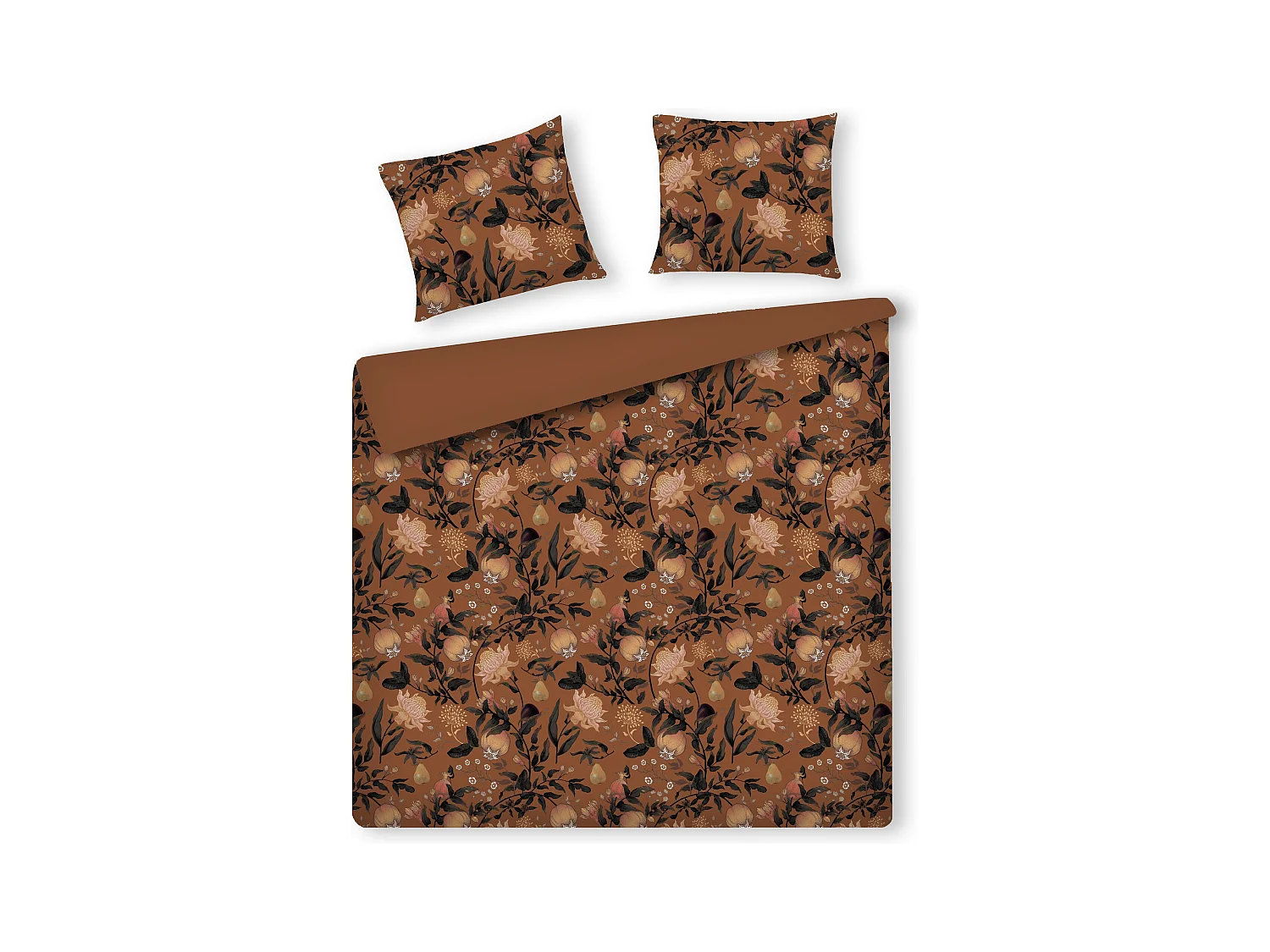 Parure de lit Zitronett orange foncé coton 200x220