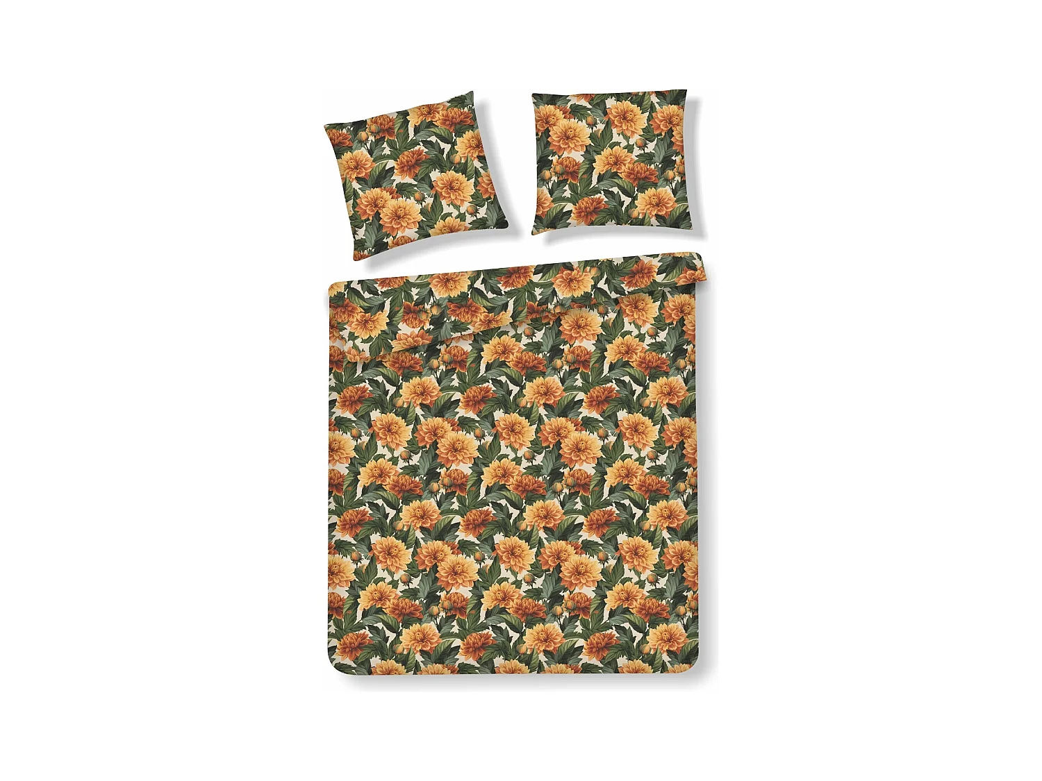 Parure de lit Meridia orange moyen satin coton 200 x 220