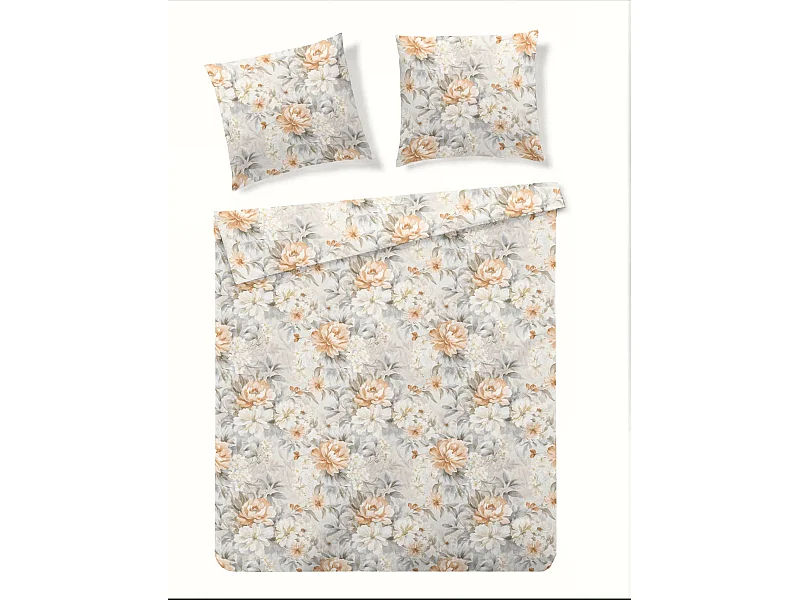 Bettwäsche Madela Mikrofaser Blumenmuster 160 x 200 Beige