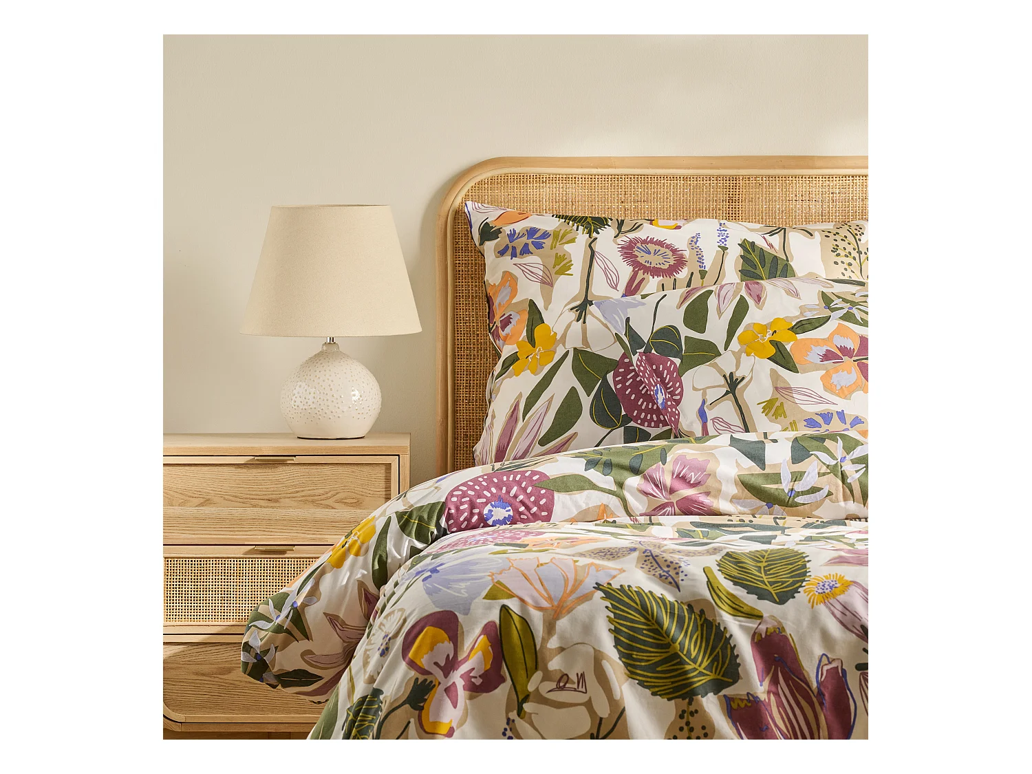 Parure de lit Galvina rose moyen coton 160x200