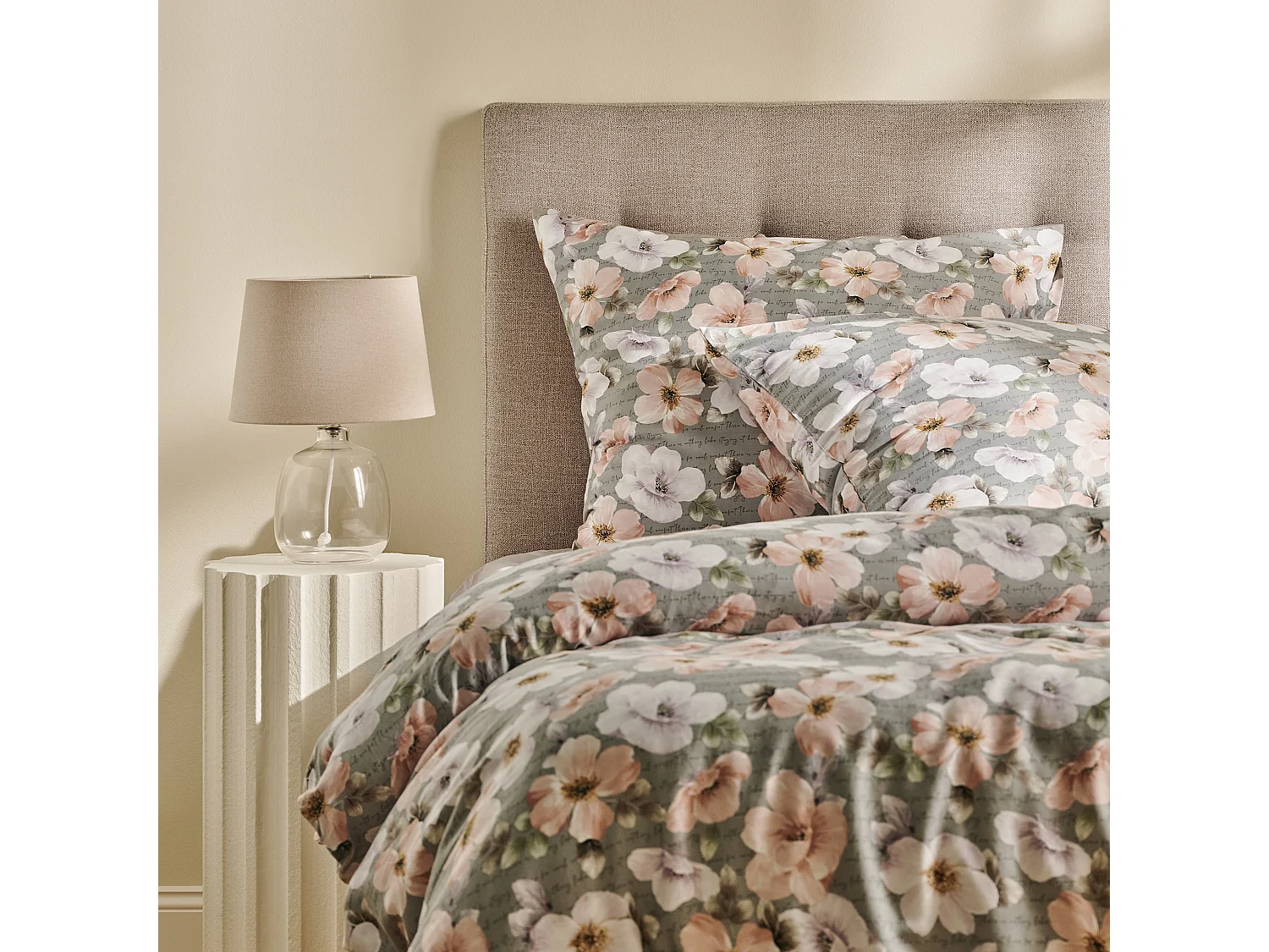 Parure de lit Borrelio gris moyen coton 200x220