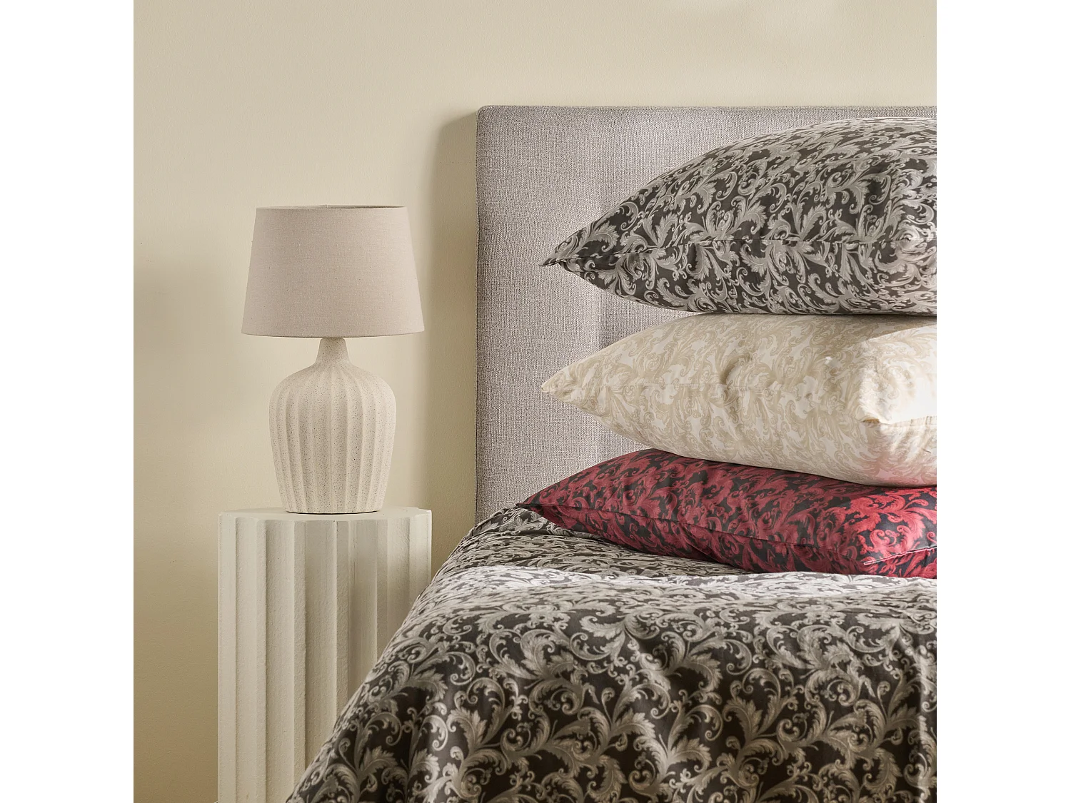 Parure de lit Vilario Blanc Moyen Satin de Coton 160 x 200