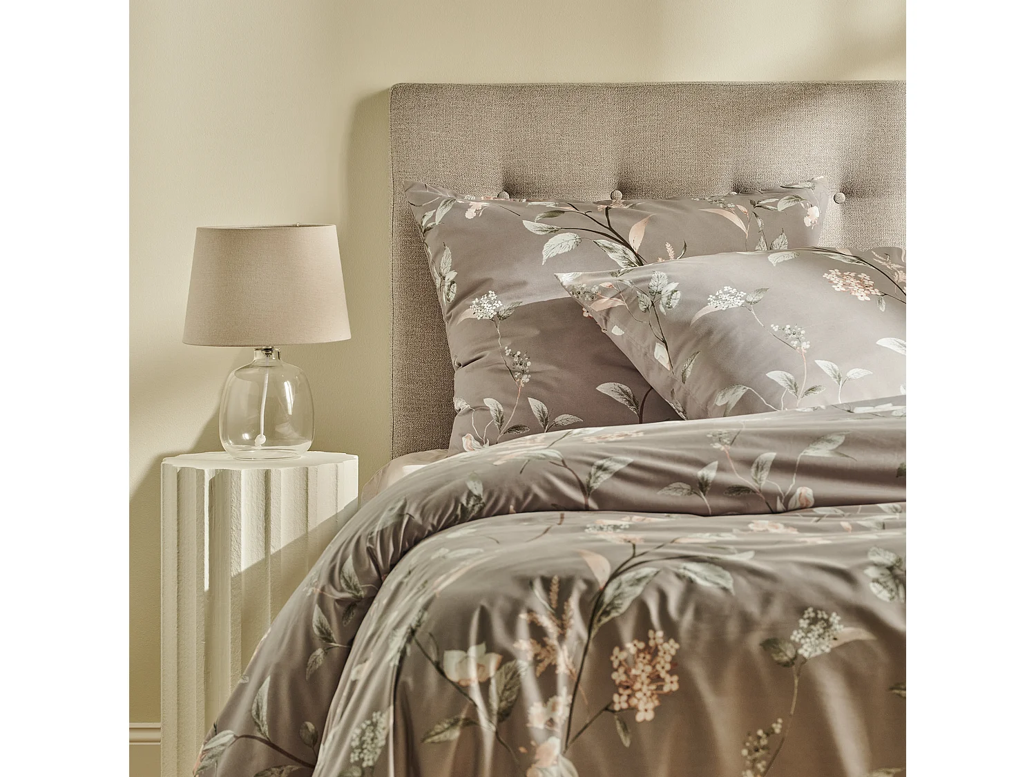 Parure de lit Minora gris clair polyester 160x200