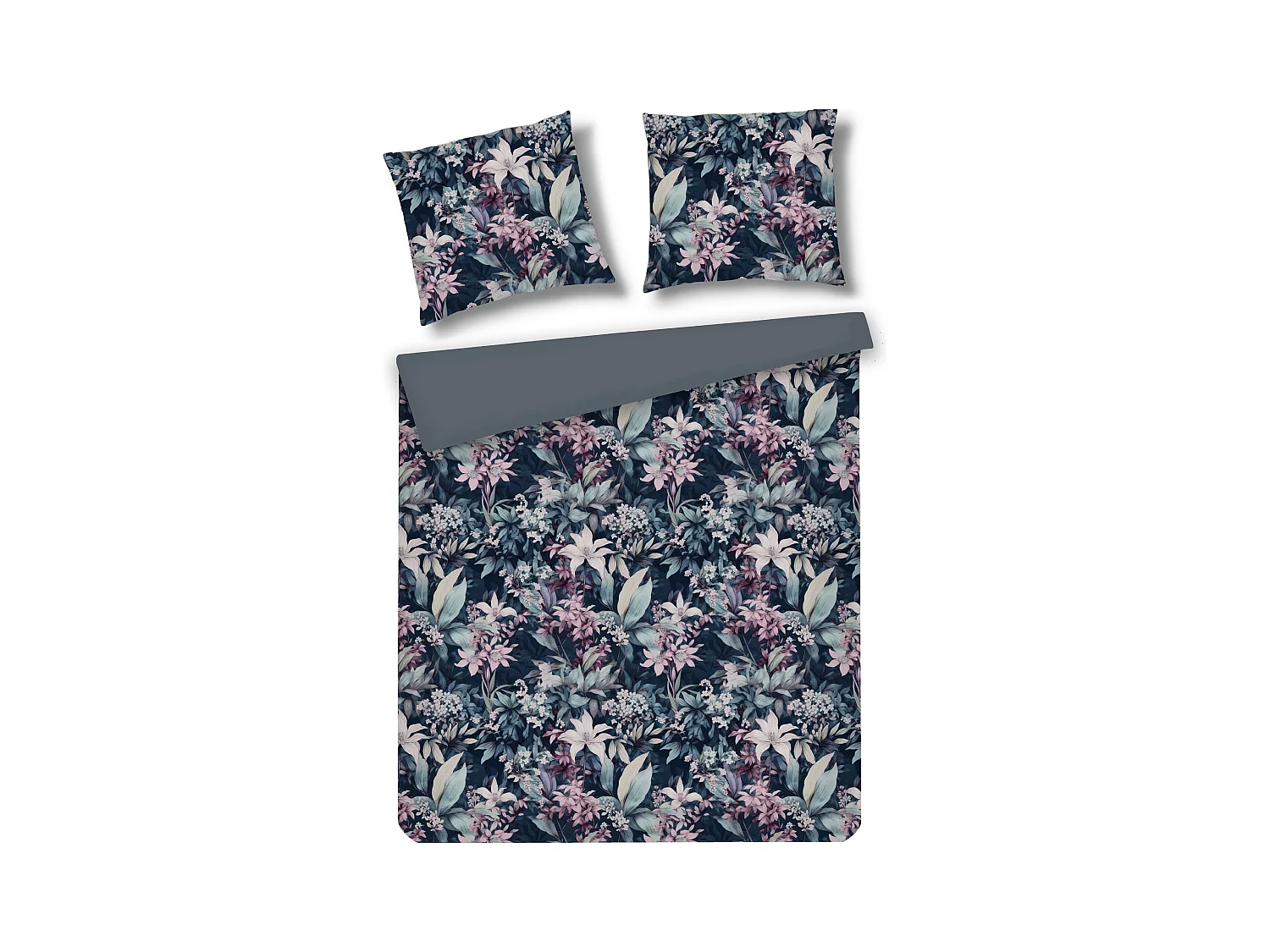 Parure de lit Rottis bleu foncé velours 160x200