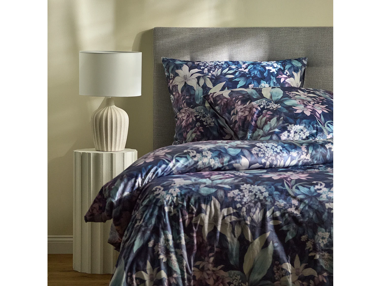 Parure de lit Rottis bleu foncé velours 160x200