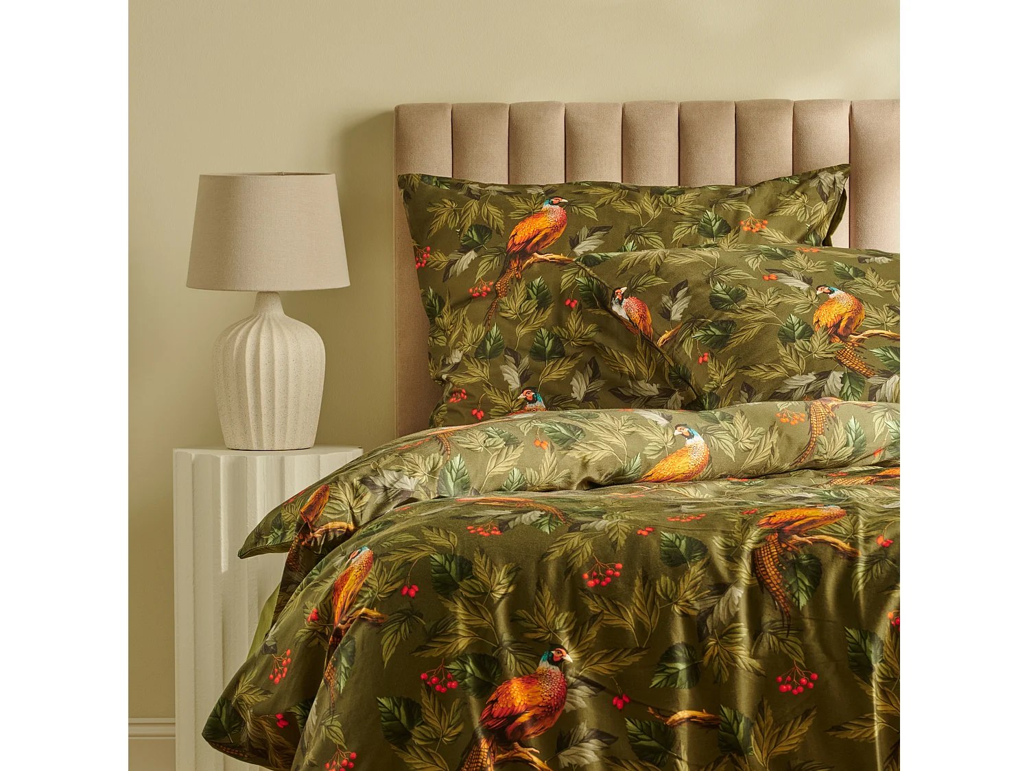 Parure de lit Bazanti vert foncé coton 200x220