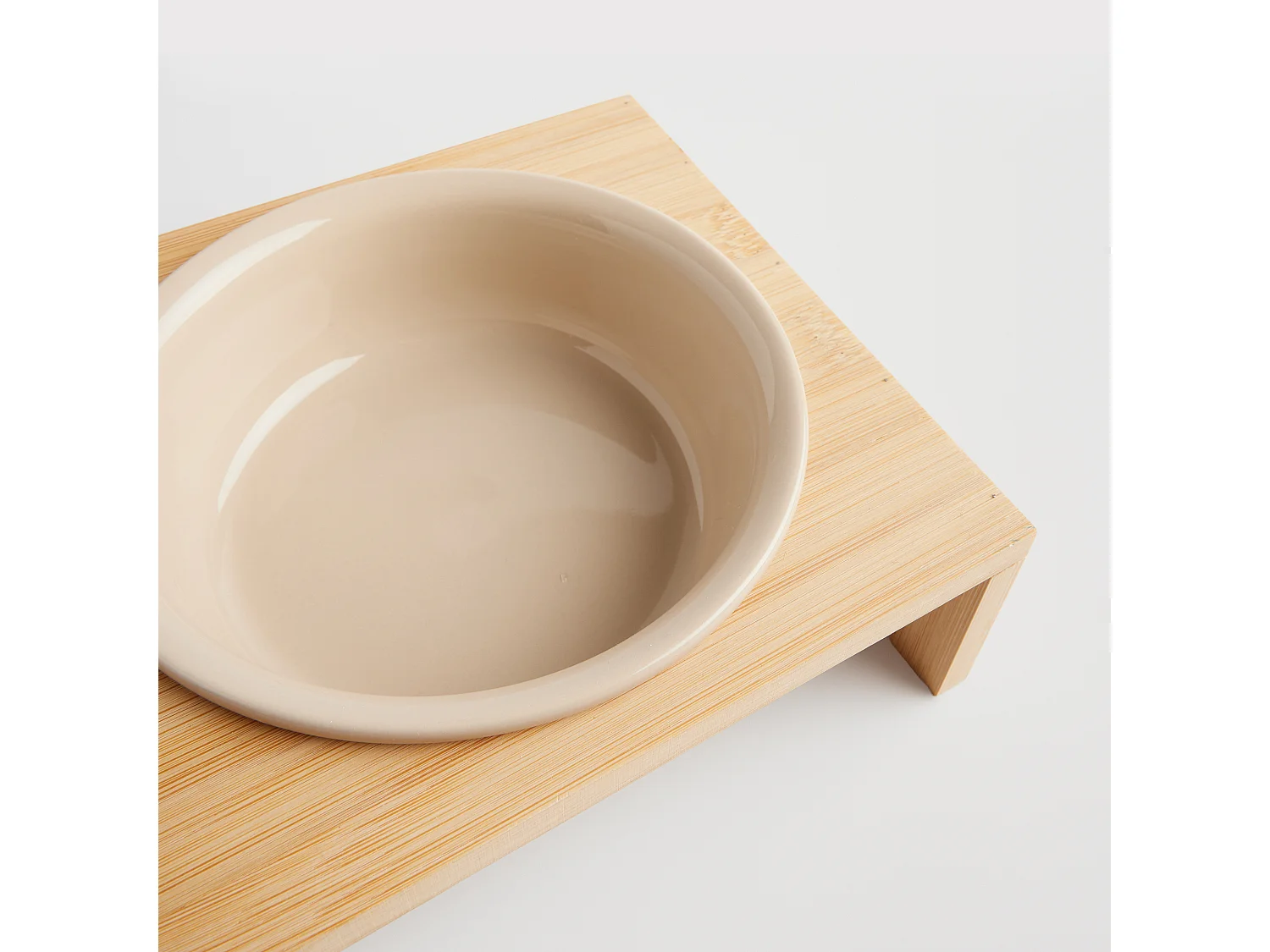 Ensemble De Bols Pour Animaux Livion en Céramique avec Support en Bambou 3x300 ml