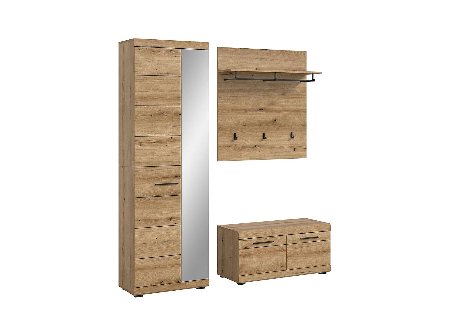 Scout Garderobenmöbel Set 3 Teile Eiche Dekor.