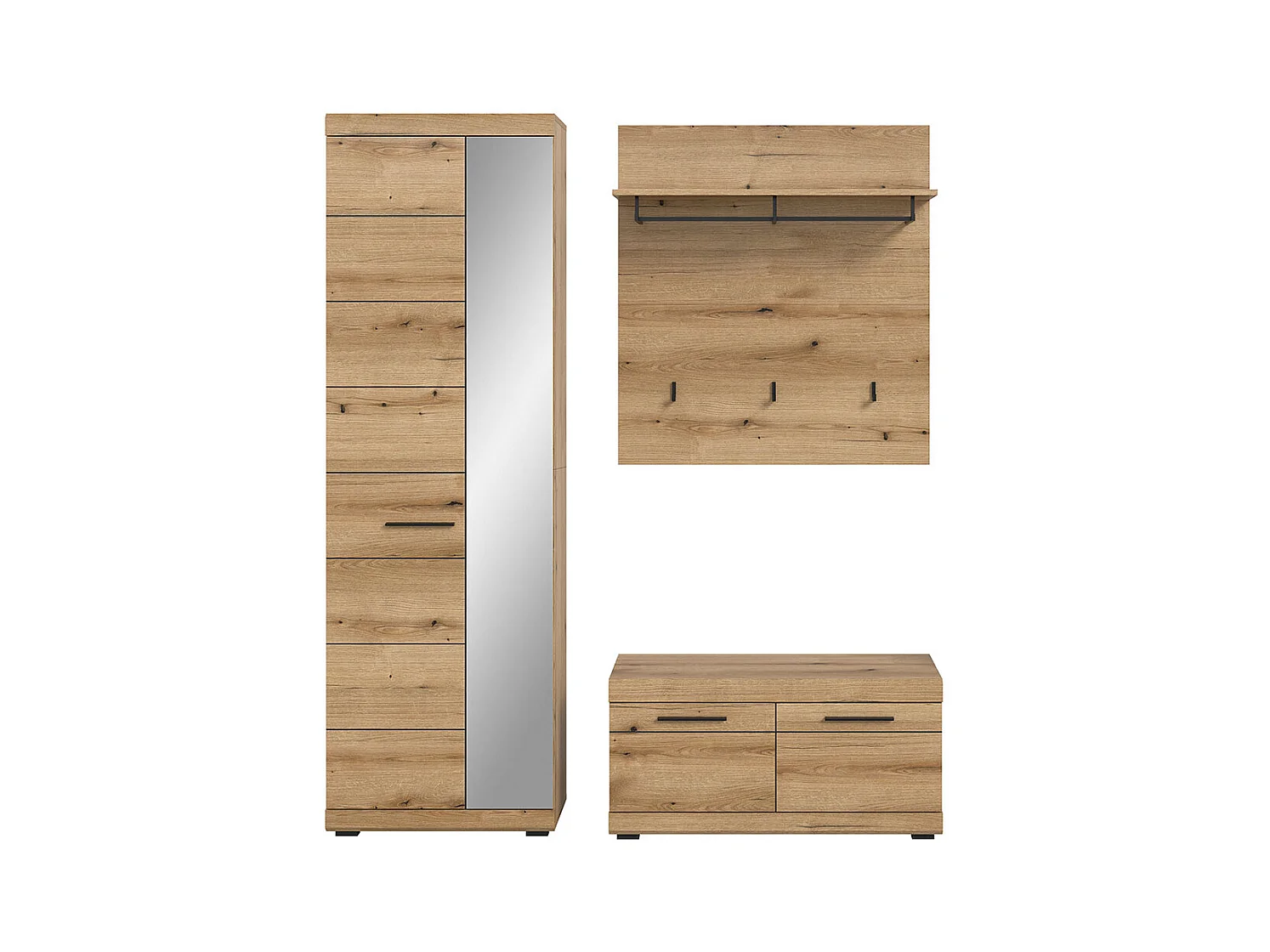 Scout Garderobenmöbel Set 3 Teile Eiche Dekor.