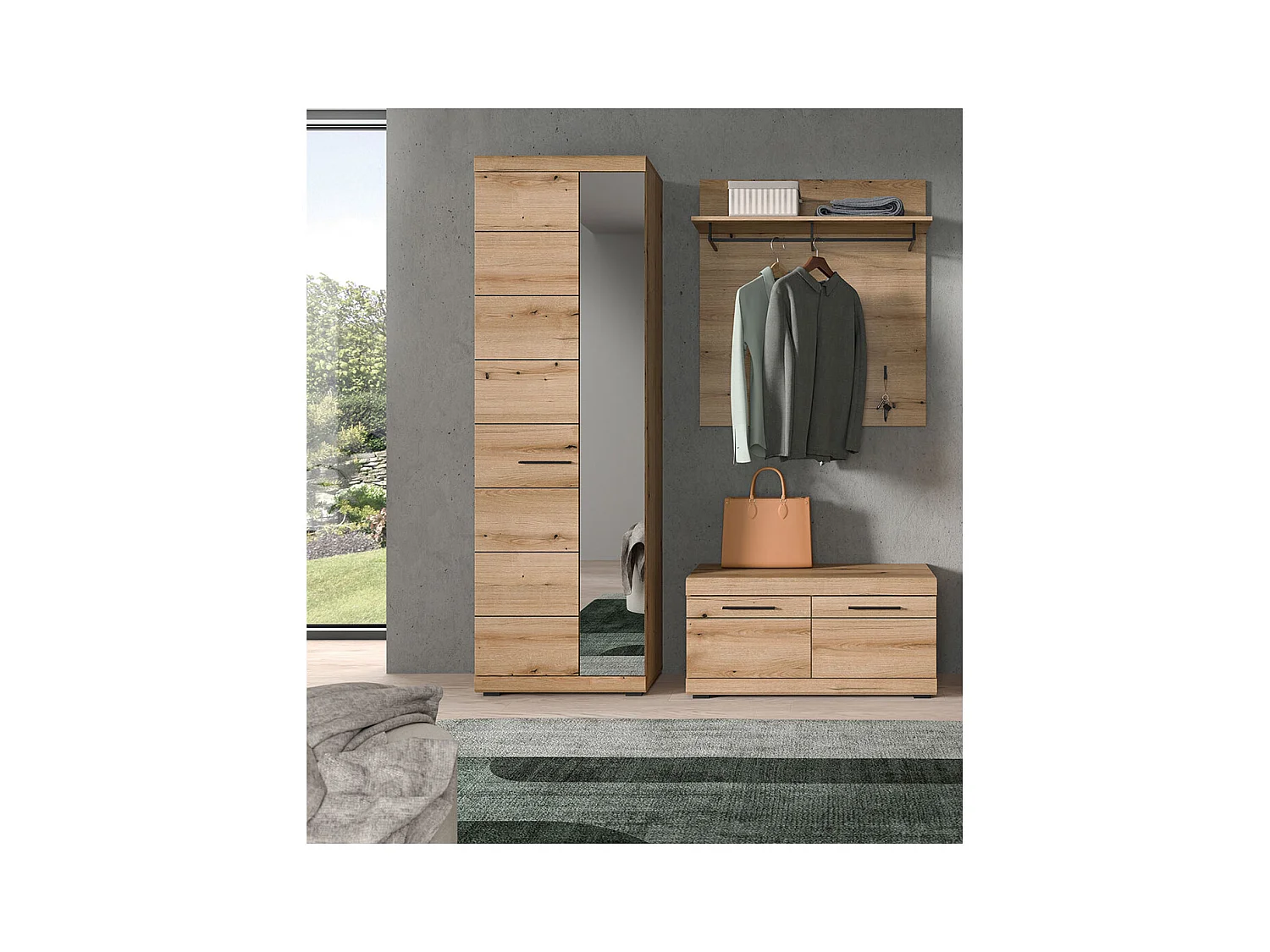 Scout Garderobenmöbel Set 3 Teile Eiche Dekor.