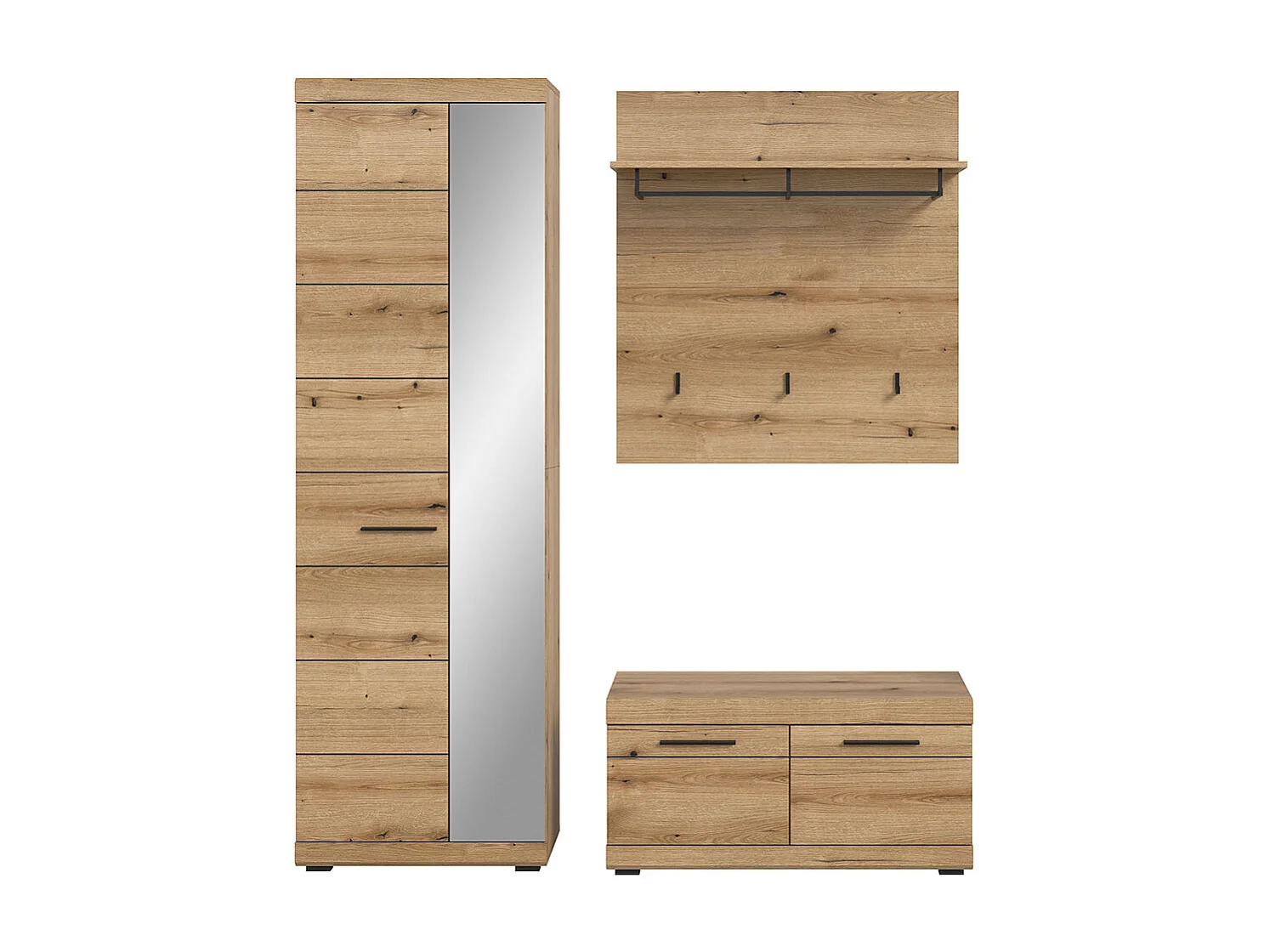 Scout Garderobenmöbel Set 3 Teile Eiche Dekor.