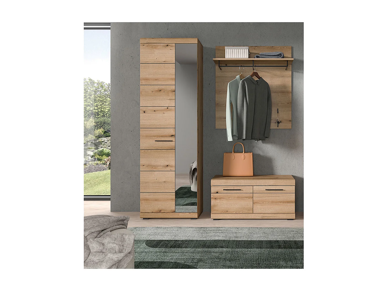 Scout Garderobenmöbel Set 3 Teile Eiche Dekor.