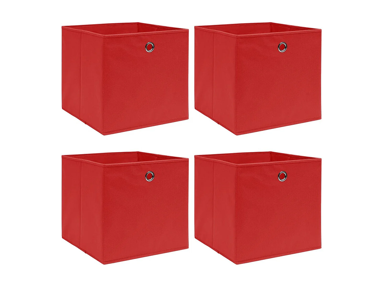 Conjunto de 4 Caixas de Arrumação Vermelhas 32x32x32 cm para Organização Doméstica
