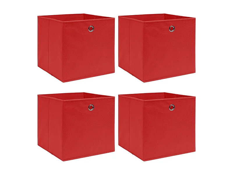 Boîtes de rangement 4 pcs Rouge 32x32x32 cm Tissu
