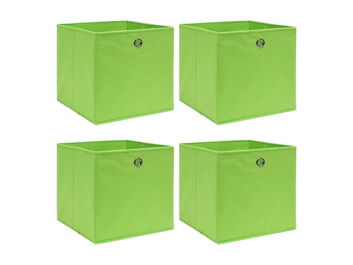 Conjunto de 4 Caixas de Arrumação Dobráveis em Tecido Verde 32x32x32 cm