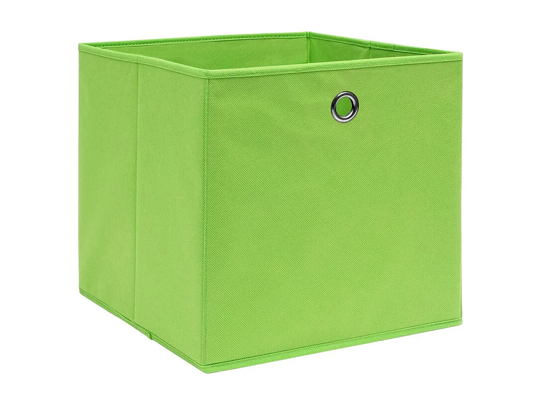 Conjunto de 4 Caixas de Arrumação Dobráveis em Tecido Verde 32x32x32 cm