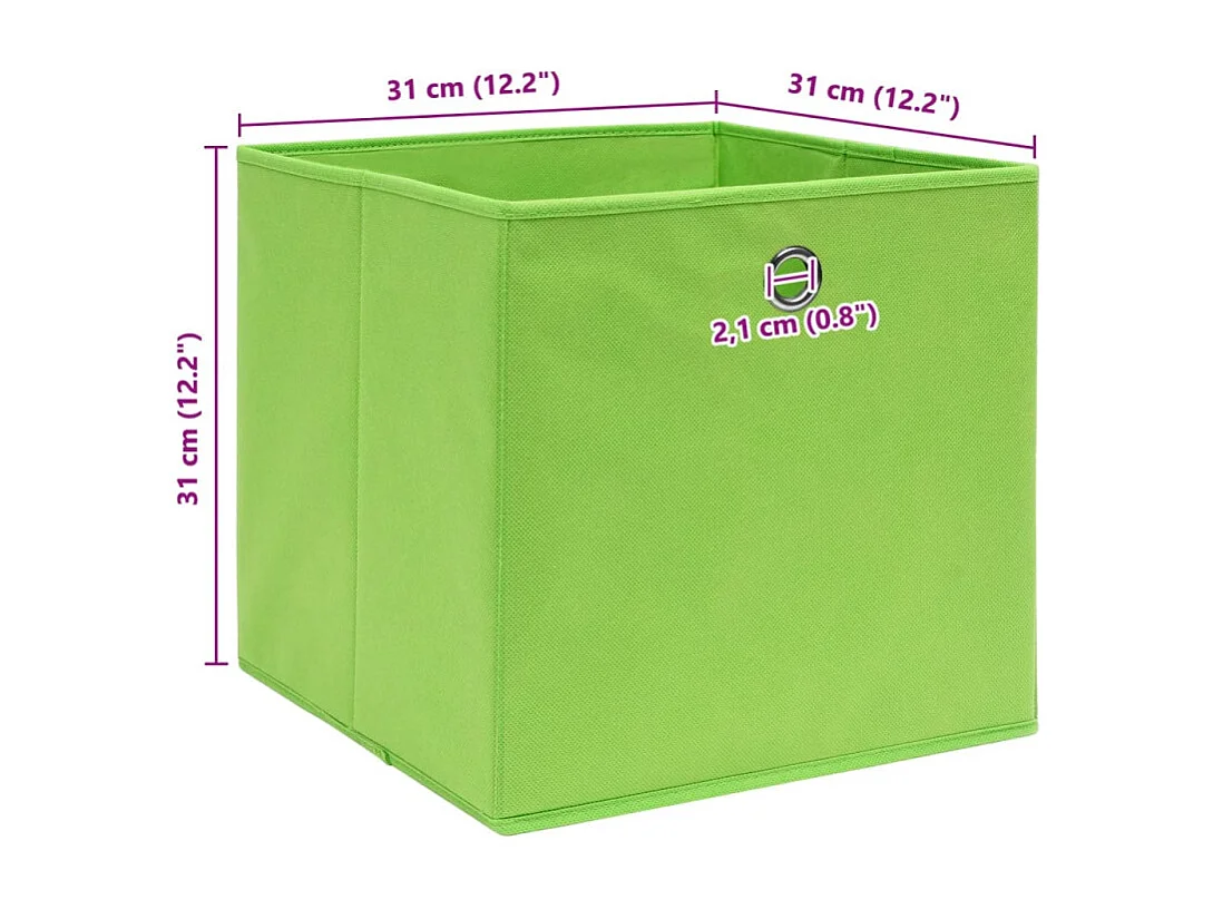 Conjunto de 4 Caixas de Arrumação Dobráveis em Tecido Verde 32x32x32 cm