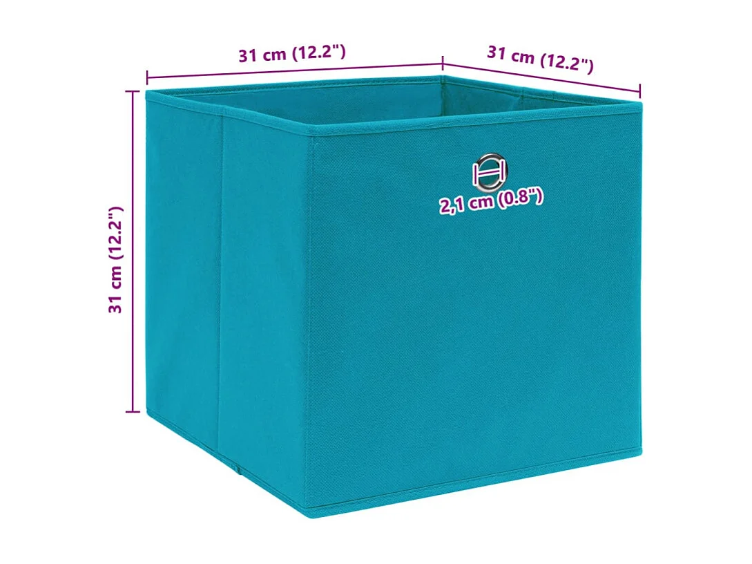 Conjunto de 4 Caixas de Arrumação Azul-Bebé 32x32x32 cm