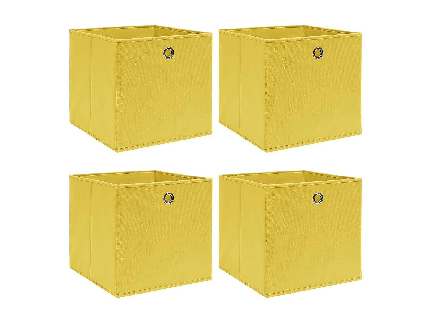 Conjunto de 4 Caixas de Arrumação Amarelas 32x32x32 cm
