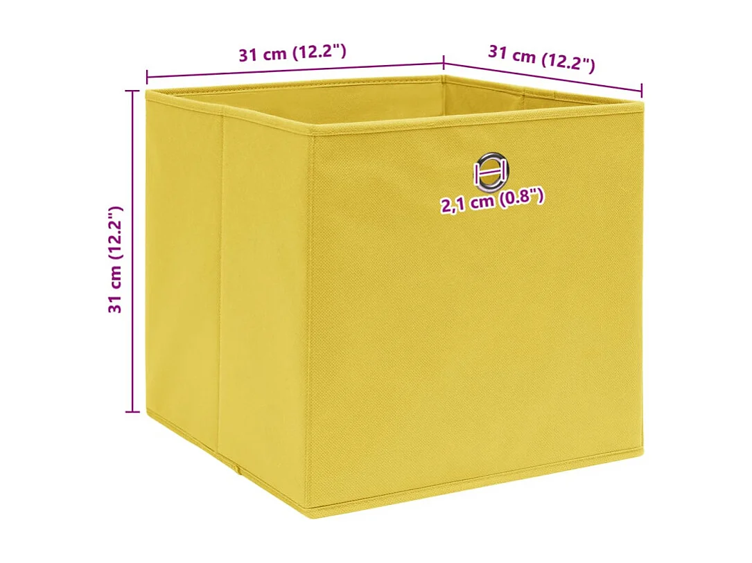Conjunto de 4 Caixas de Arrumação Amarelas 32x32x32 cm
