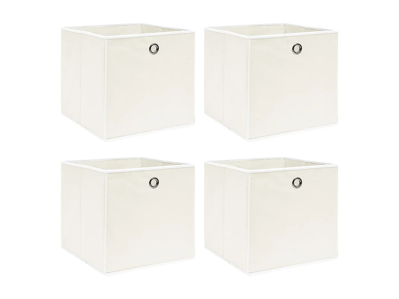 Conjunto de Caixas de Arrumação em Tecido Branco - 4 Peças de 32x32x32 cm